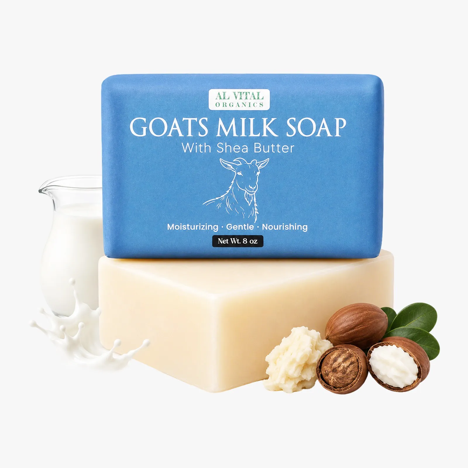 Al Vital Organics Goats Milk Soap 8 oz bar with shea butter